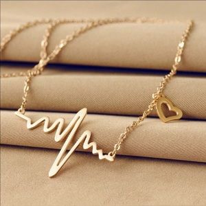 RESTOCK Gold heartbeat heart necklace new